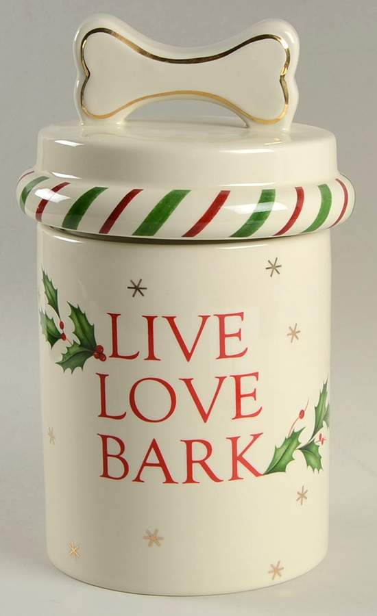 Holiday (Dimension) Dog Treats Holder/Jar & Lid by Lenox-1