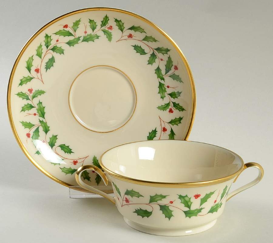 Holiday (Dimension) Footed Cream Soup & Dessert Plate/Saucer Set by Lenox-1