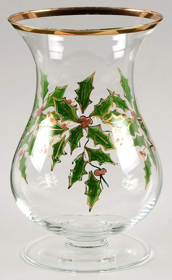 Holiday (No Plaid Ribbon) 9" 1 Piece Open Hurricane by Lenox-1