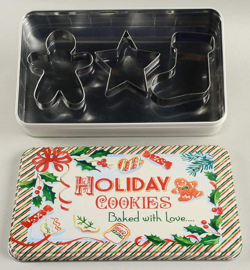 Holiday (Dimension) Rectangular Cookie Tin w/3 Cookie Cutters by Lenox-1
