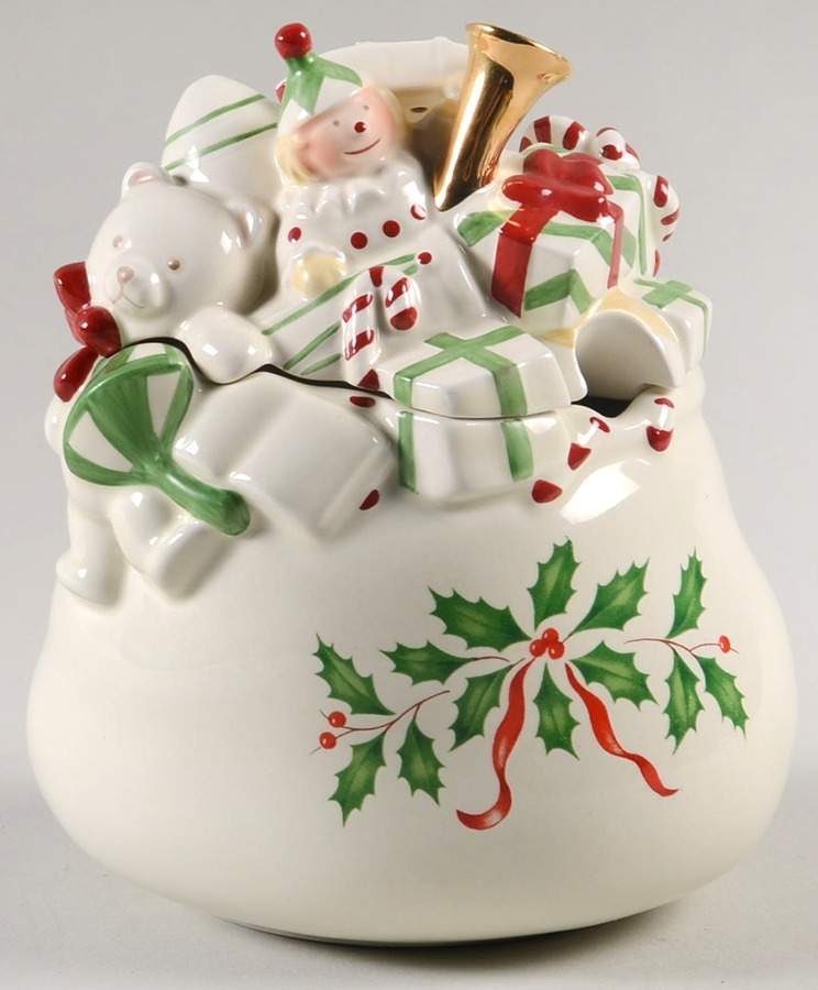 Holiday (Dimension) Figural Sugar Bowl & Lid by Lenox-1