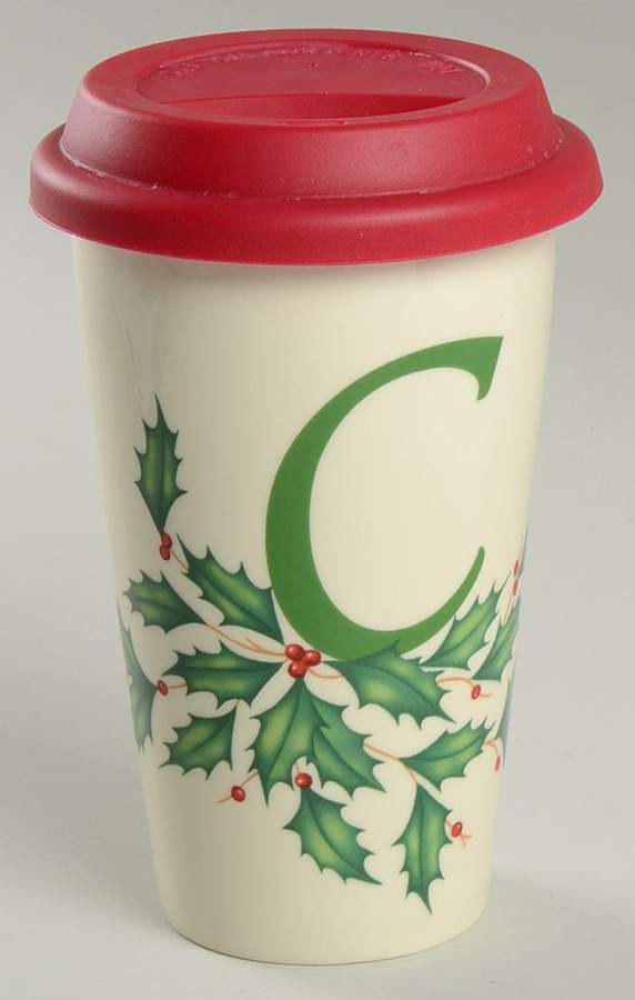 Holiday (Dimension) Travel Tumbler Monogram C & Silicone Lid by Lenox-1
