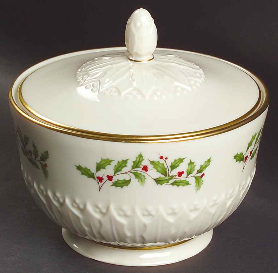 Holiday (Dimension) Sculptured Candy Jar & Lid by Lenox-1