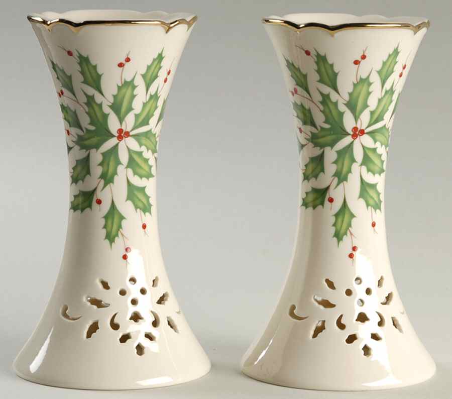 Holiday (Dimension) 6" Pierced Candlestick - Set of 2 by Lenox-1