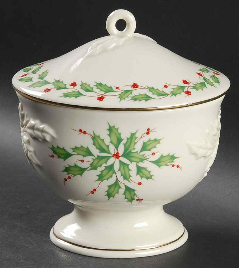 Holiday (Dimension) Footed Candy Dish & Lid by Lenox-1