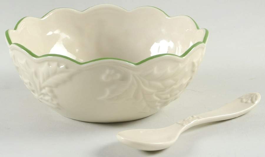 Holiday (Dimension) Serving Dip Bowl & Solid China Spoon Set by Lenox-1