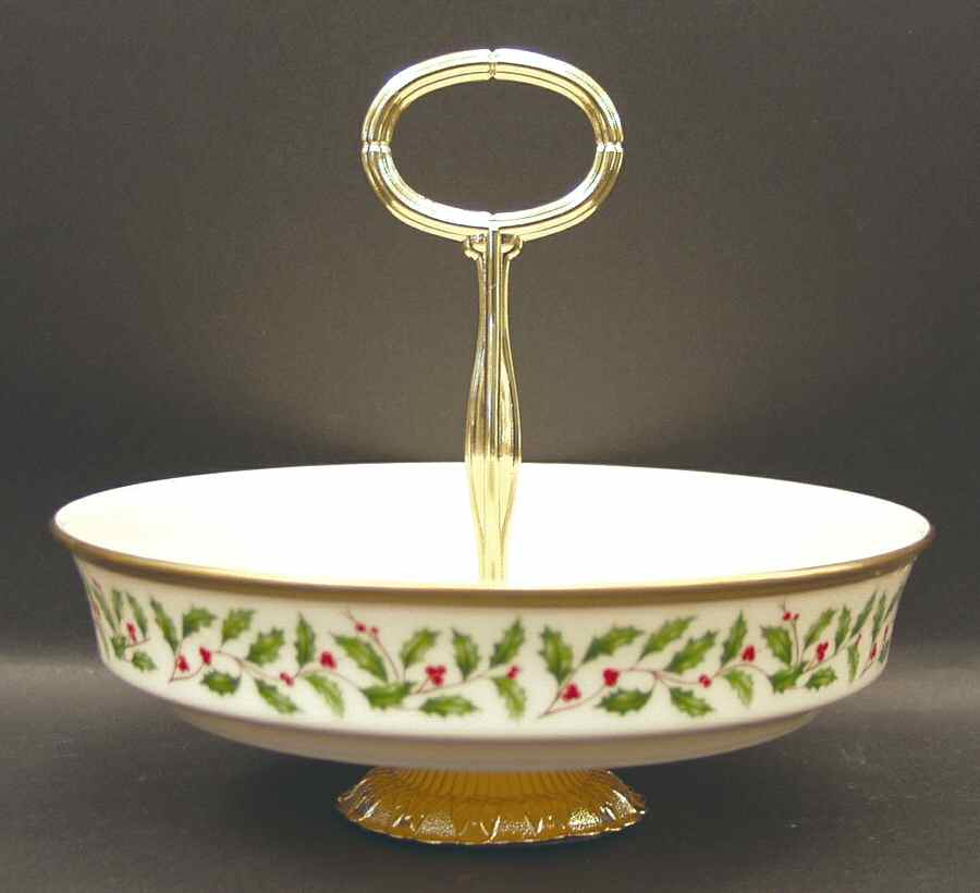 Holiday (Dimension) 6"-7" Handled Footed Nut Dish HC by Lenox-1