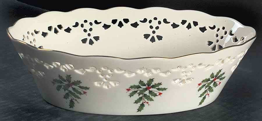 Holiday (Dimension) 9" Pierced Oval Bowl by Lenox-1