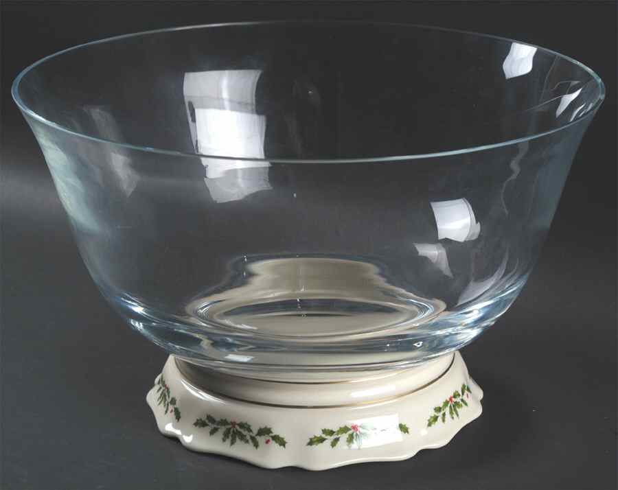 Holiday (Dimension) Glassware Punch Bowl with Ceramic Stand by Lenox-1