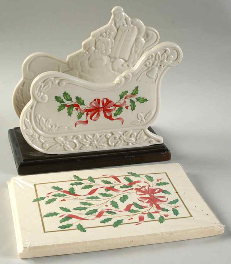 Holiday Gold (Red Ribbon Accent) Greeting Card Holder & Pack of 8 Cards by Lenox-1