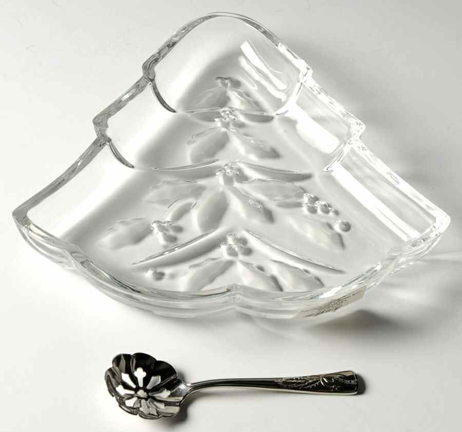 Holiday (Dimension) Tree Shape Glass Candy Dish W/Bon Bon Spoon by Lenox-1
