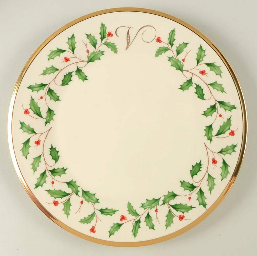 Holiday (Dimension) Accent Salad Plate Mono "V" by Lenox-1