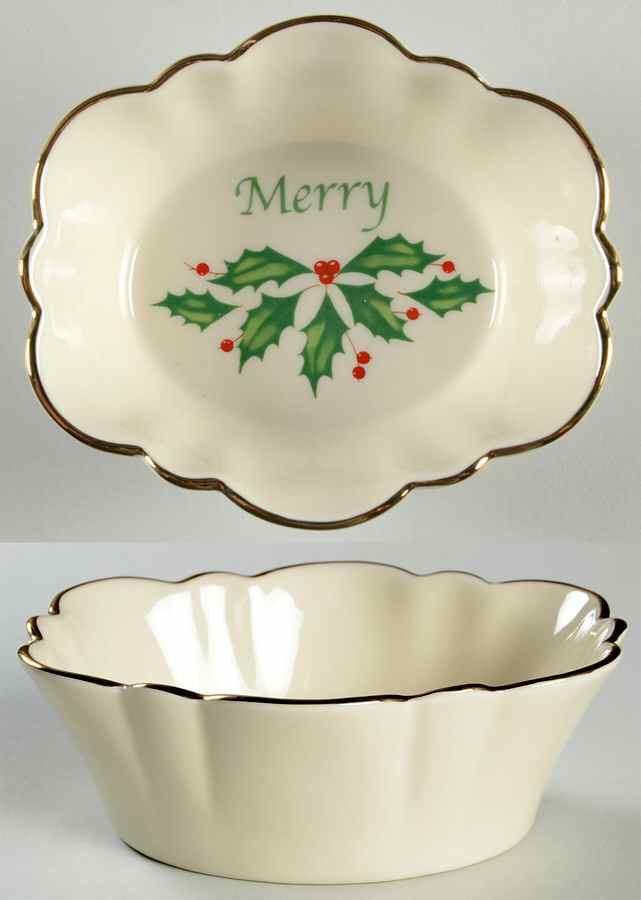 Holiday (Dimension) Miniature Oval Fluted Bowl by Lenox-1
