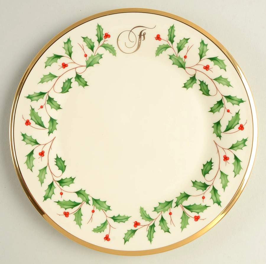 Holiday (Dimension) Accent Salad Plate Mono "F" by Lenox-1