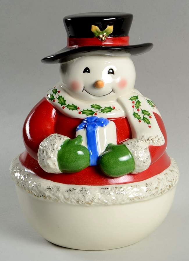 Holiday (Dimension) Snowman Shape Candy Jar & Lid by Lenox-1