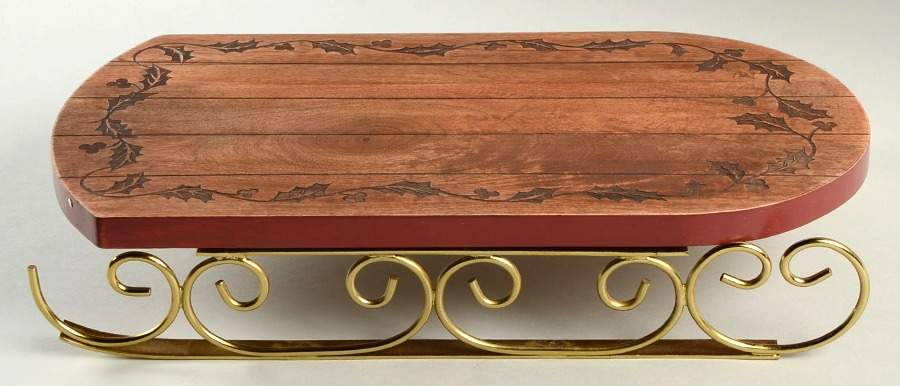 Holiday (Dimension) Sled Shape Wood Cheese Board by Lenox-1
