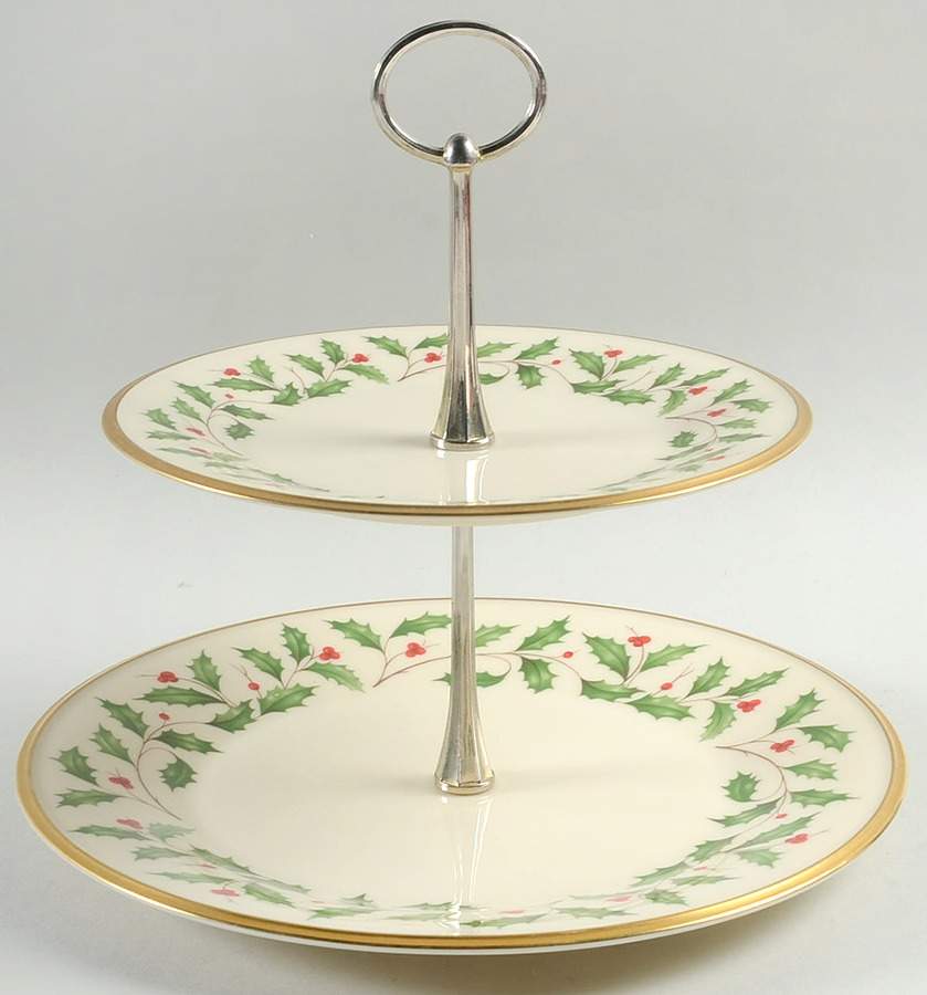 Holiday (Dimension) 2 Tiered Serving Tray (Dinner & Salad Plate) by Lenox-1