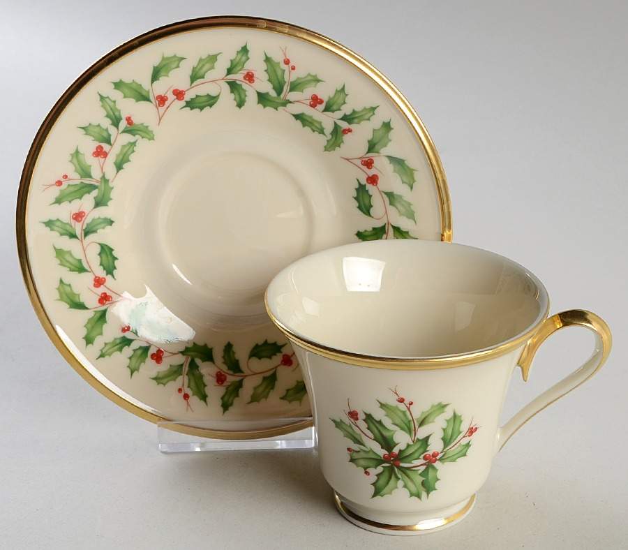Holiday (Dimension) Footed Cup & Saucer Set by Lenox-1