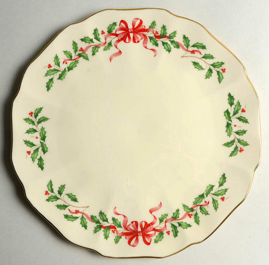 Holiday Gold (Red Ribbon Accent) Cake Plate by Lenox-1