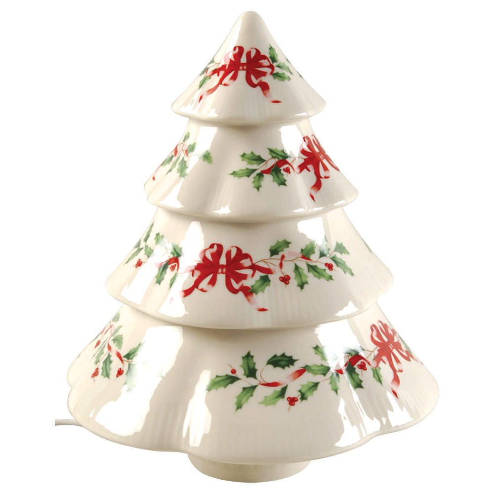 Holiday Gold (Red Ribbon Accent) Lighted Tree Shaped Centerpiece by Lenox-1