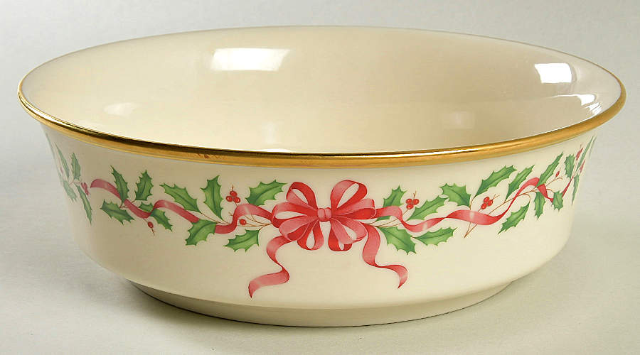 Holiday Gold (Red Ribbon Accent) 9" Round Vegetable Bowl by Lenox-1