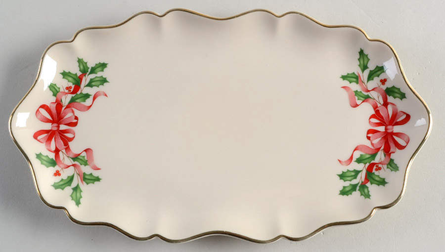 Holiday Gold (Red Ribbon Accent) Small Oval Tray by Lenox-1