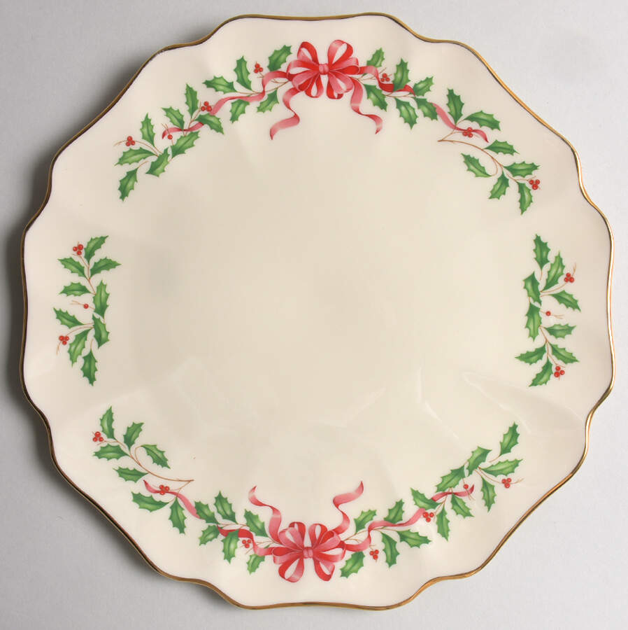 Holiday Gold (Red Ribbon Accent) Cake Plate by Lenox-1