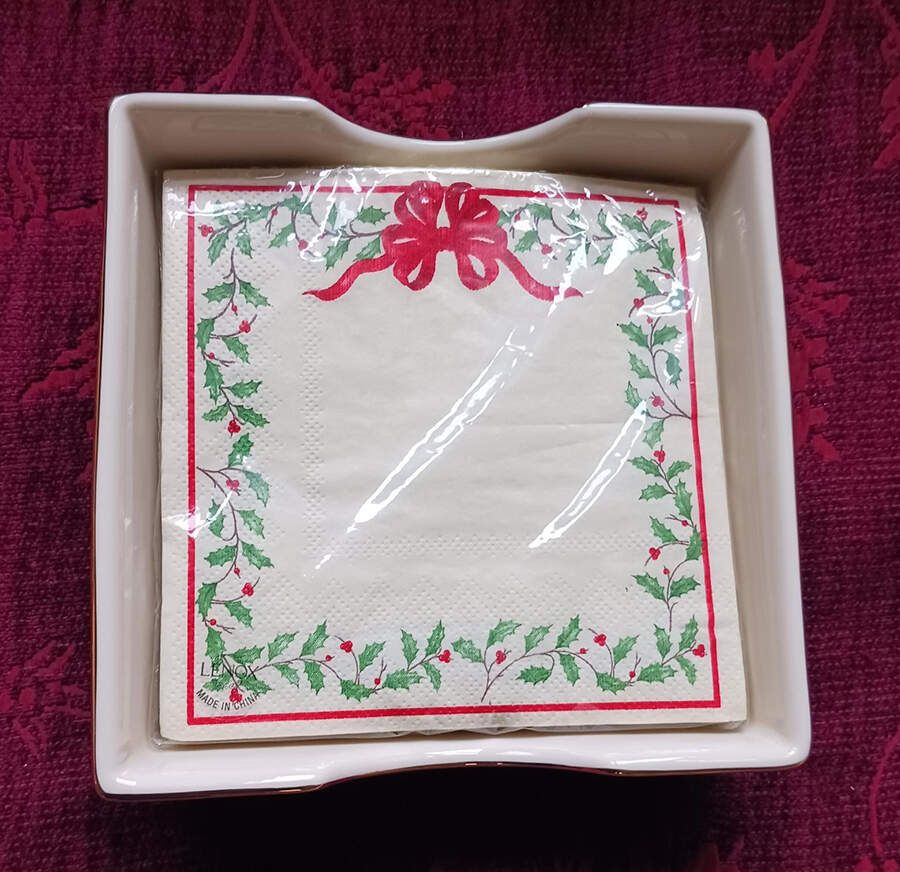 Holiday Gold (Red Ribbon Accent) Unopened Package of Napkins by Lenox-1