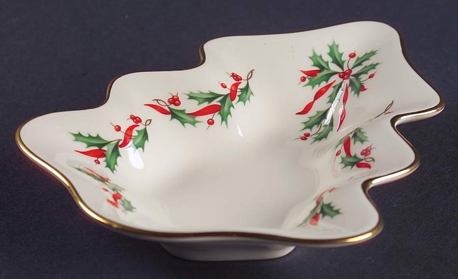 Holiday Gold (Red Ribbon Accent) Small Tree Shaped Dish by Lenox-1