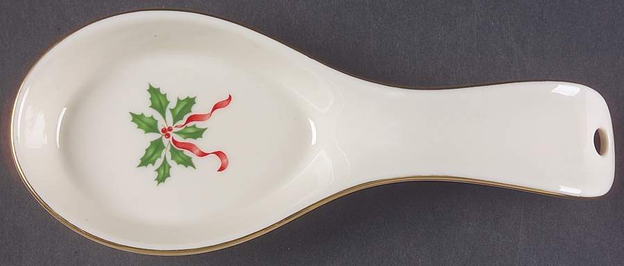 Holiday Gold (Red Ribbon Accent) Spoon Rest/Holder (Holds 1 Spoon) by Lenox-1