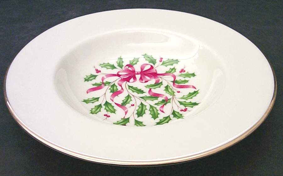 Holiday Gold (Red Ribbon Accent) Rim Soup Bowl by Lenox-1