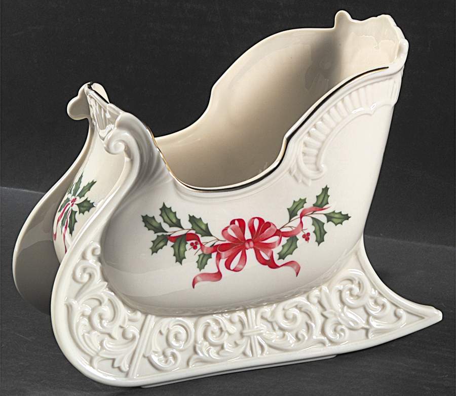 Holiday Gold (Red Ribbon Accent) Sleigh Centerpiece by Lenox-1