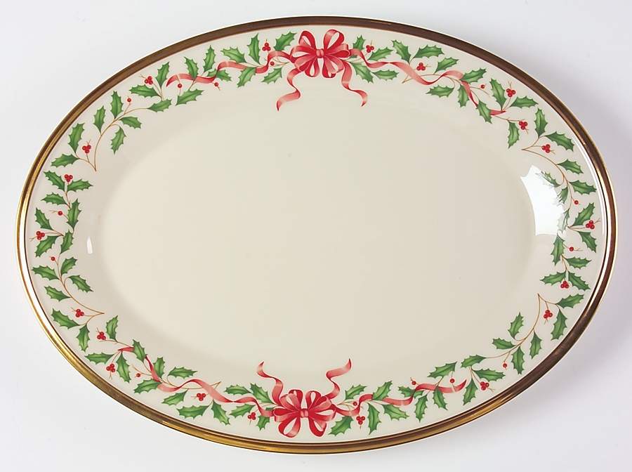 Holiday Gold (Red Ribbon Accent) 14" Oval Serving Platter by Lenox-1