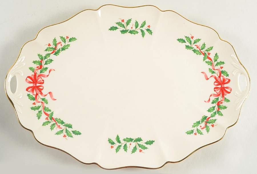 Holiday Gold (Red Ribbon Accent) Oblong Tray by Lenox-1