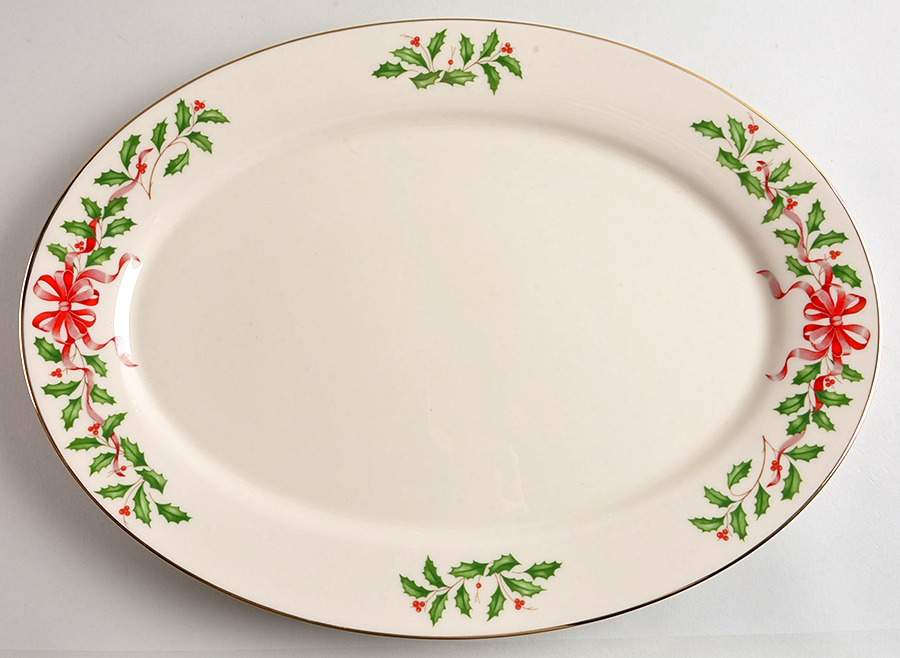 Holiday Gold (Red Ribbon Accent) 16" Oval Serving Platter by Lenox-1