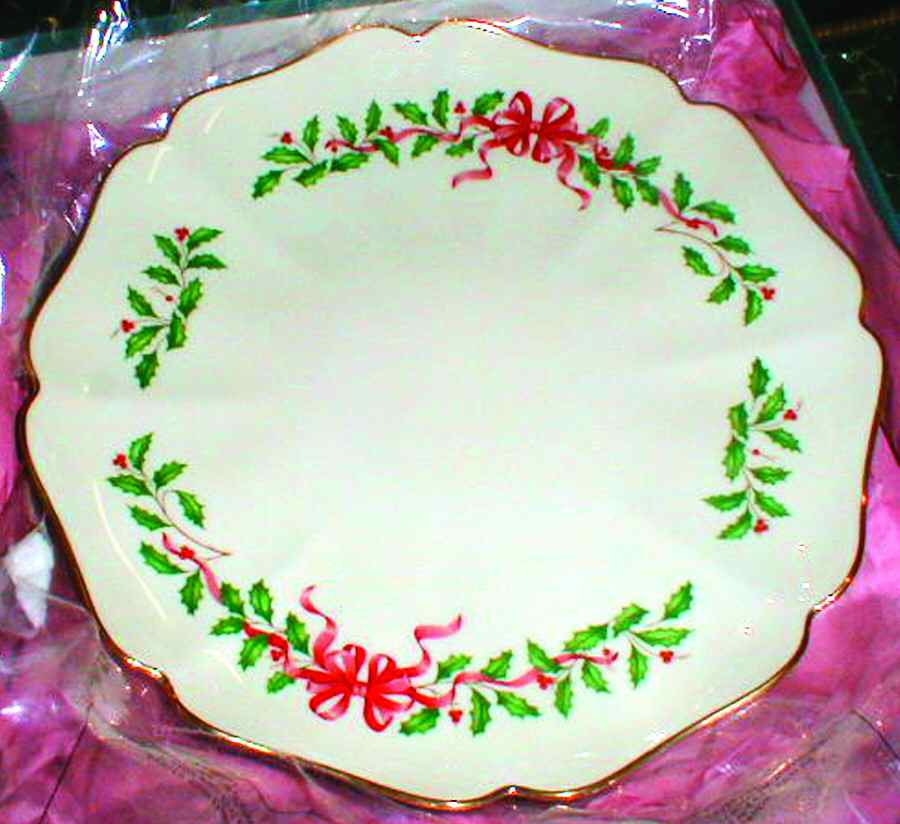 Holiday Gold (Red Ribbon Accent) Round Tray by Lenox-1