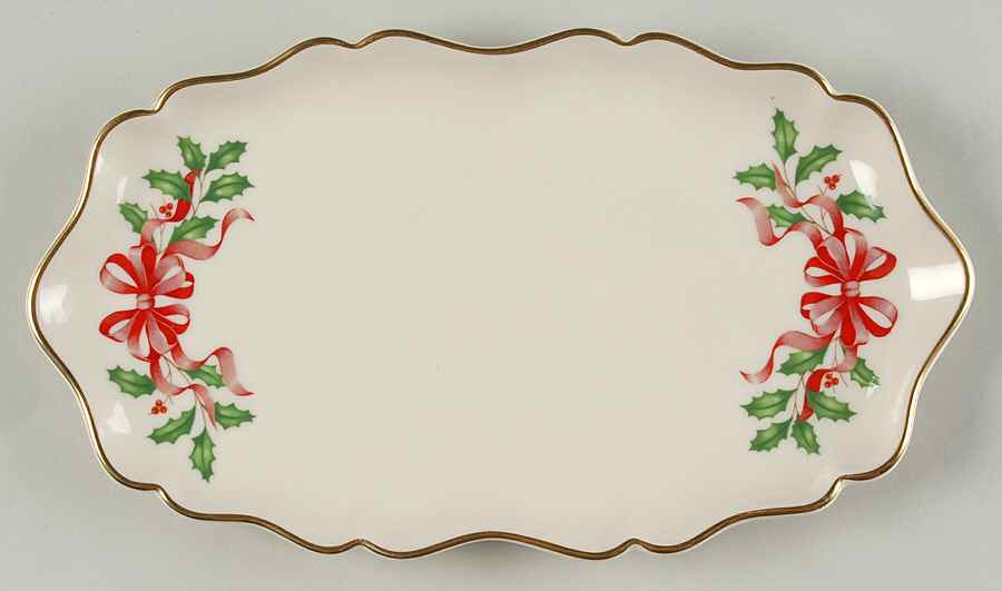 Holiday Gold (Red Ribbon Accent) Small Oval Tray by Lenox-1