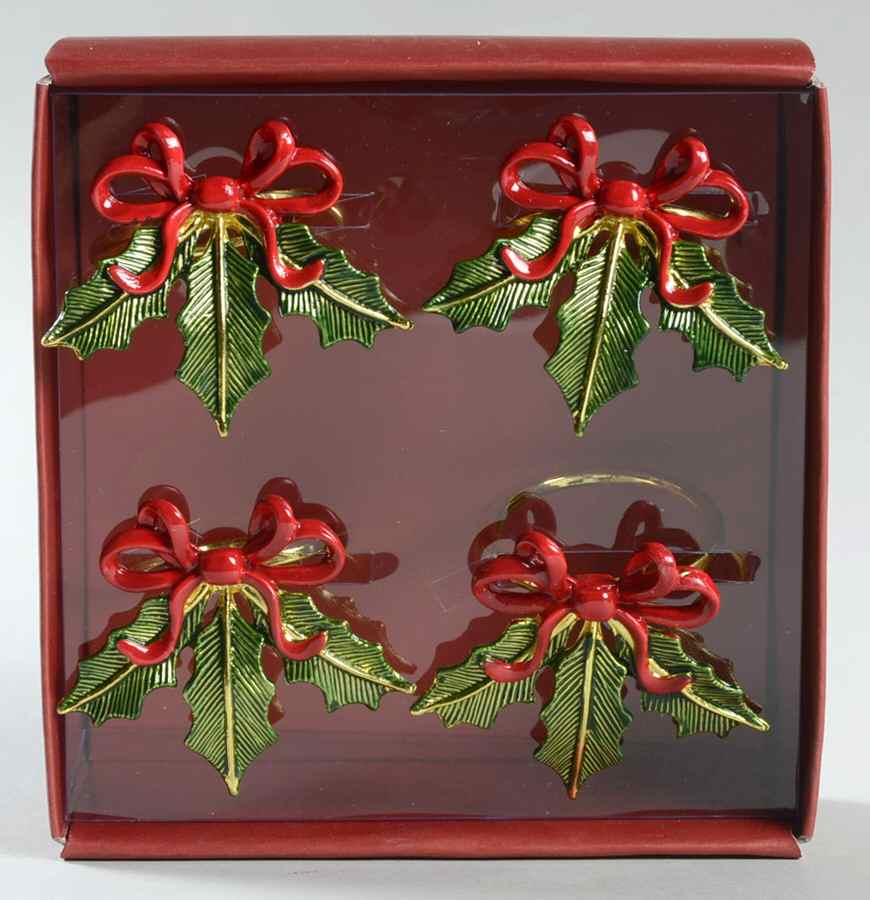 Holiday Gold (Red Ribbon Accent) Napkin Ring - Set of 4 by Lenox-1