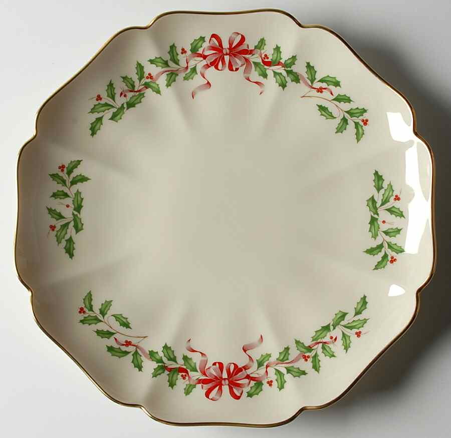 Holiday Gold (Red Ribbon Accent) Round Tray by Lenox-1