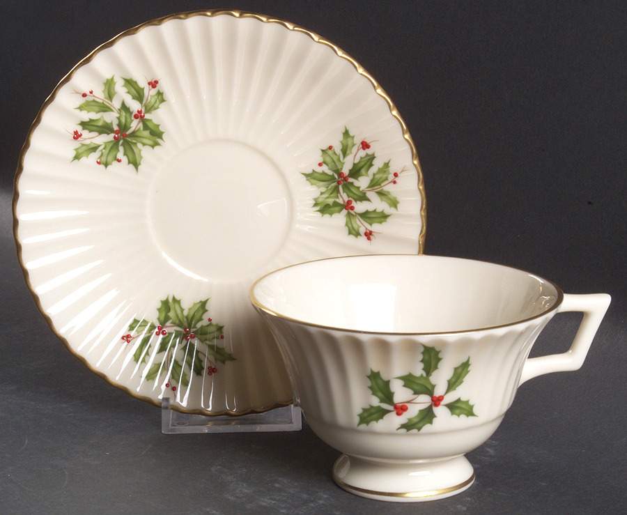 Holiday (Dimension) Footed Cup & Saucer Set by Lenox-1