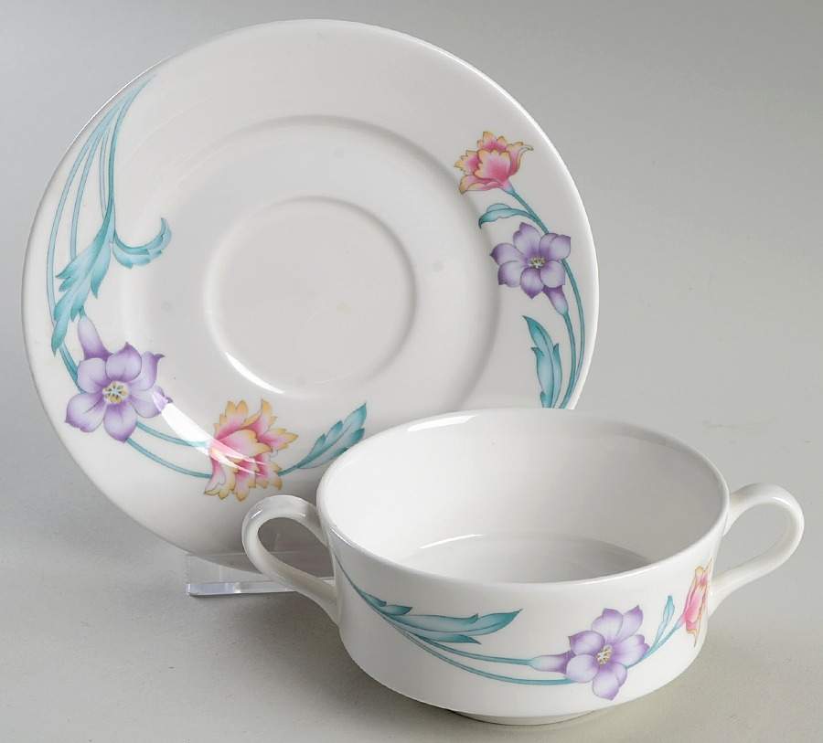 Isle Royale Footed Cream Soup Bowl & Saucer Set by Lenox-1