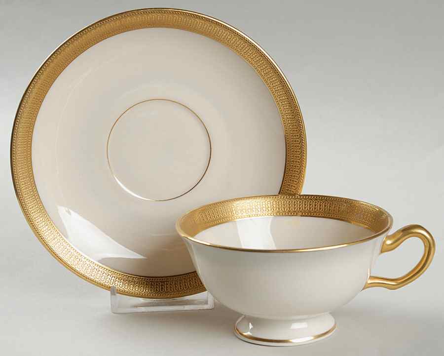 J19 Cream Footed Cup & Saucer Set by Lenox-1