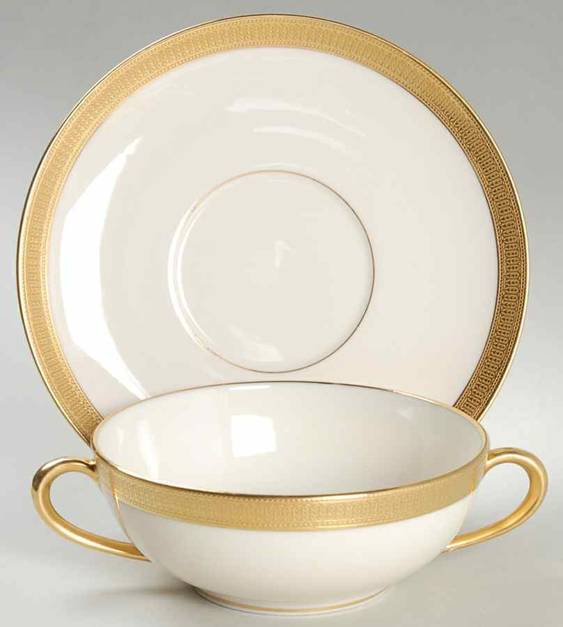J19 Cream Flat Cream Soup Bowl & Saucer Set by Lenox-1