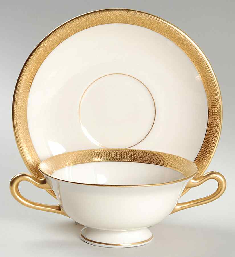 J19 Cream Footed Bouillon Cup & Saucer by Lenox-1