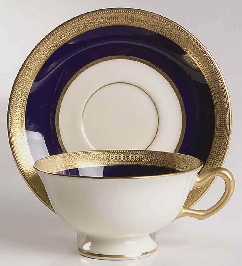 J19K Cobalt Blue Footed Cup & Saucer Set by Lenox-1