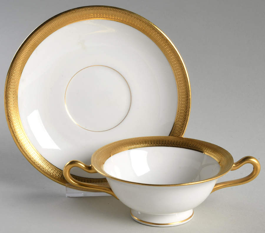 J19 White Footed Bouillon Cup & Saucer by Lenox-1