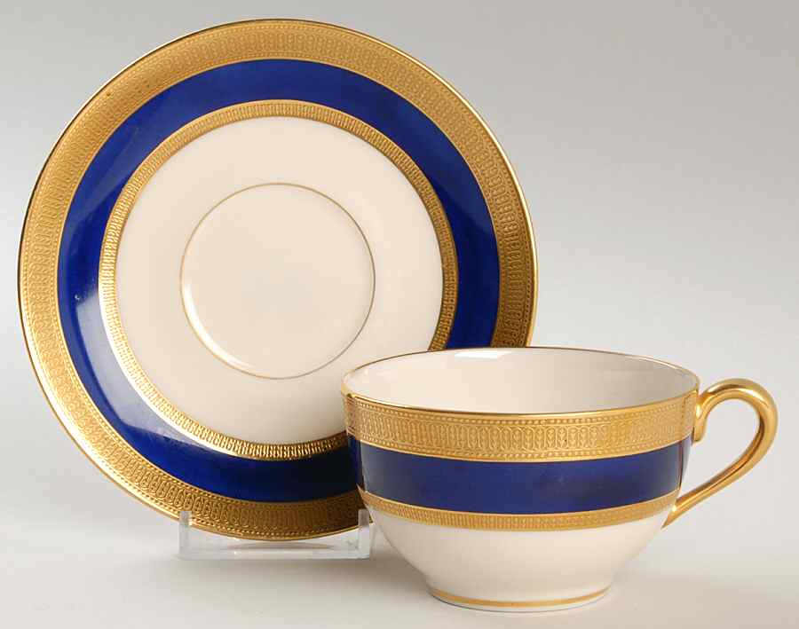 J21D Cobalt Blue Flat Cup & Saucer Set by Lenox-1