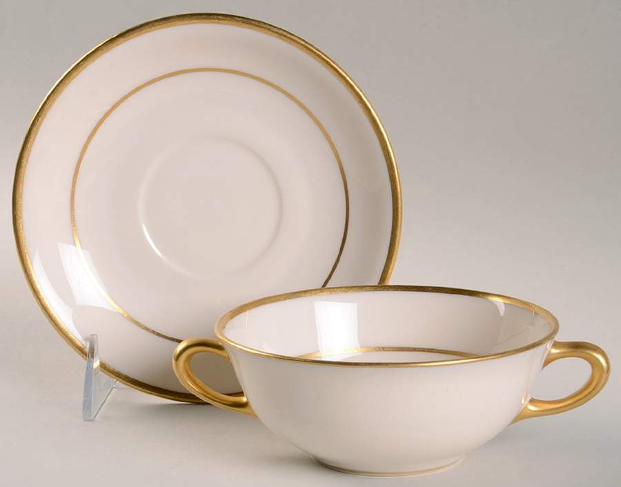J34 Flat Cream Soup Bowl & Saucer Set by Lenox-1