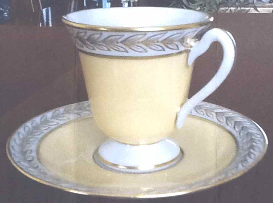 Fontaine Yellow (Embossed Gold Laurel) Footed Demitasse Cup & Saucer Set by Lenox-1