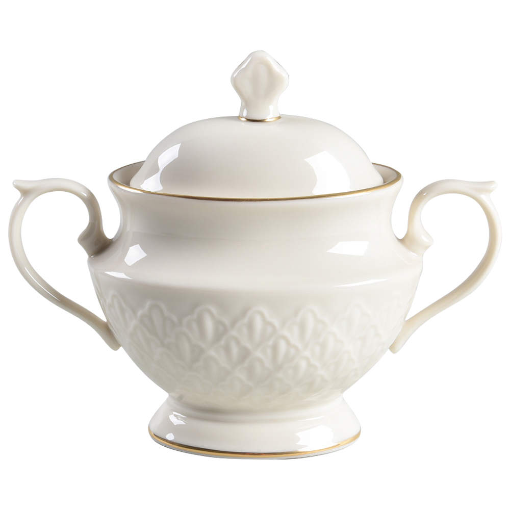 Jacquard Gold Sugar Bowl & Lid by Lenox-1